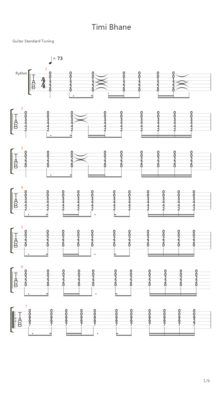 Timi Bhane吉他谱