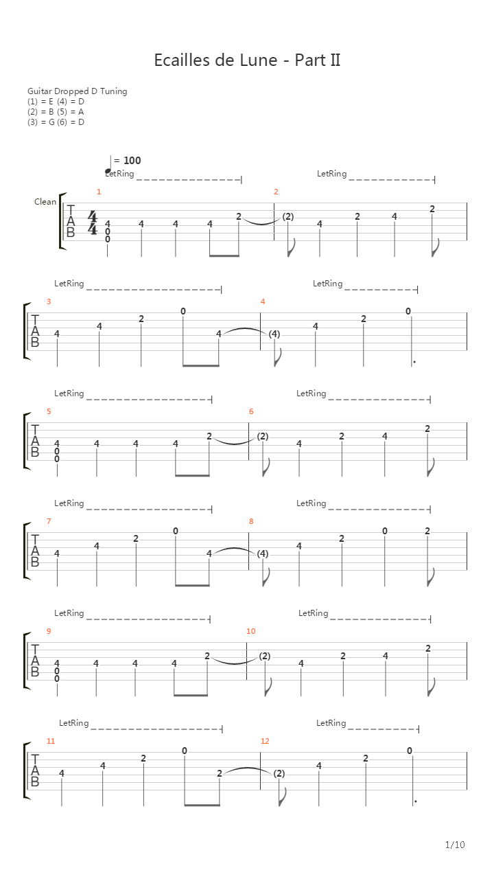 Ecailles De Lune Part Ii吉他谱