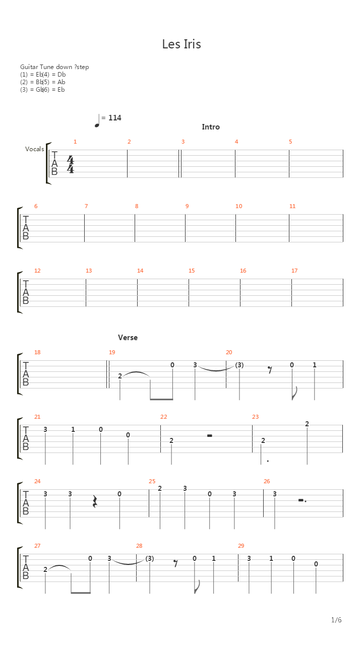 Les Iris吉他谱