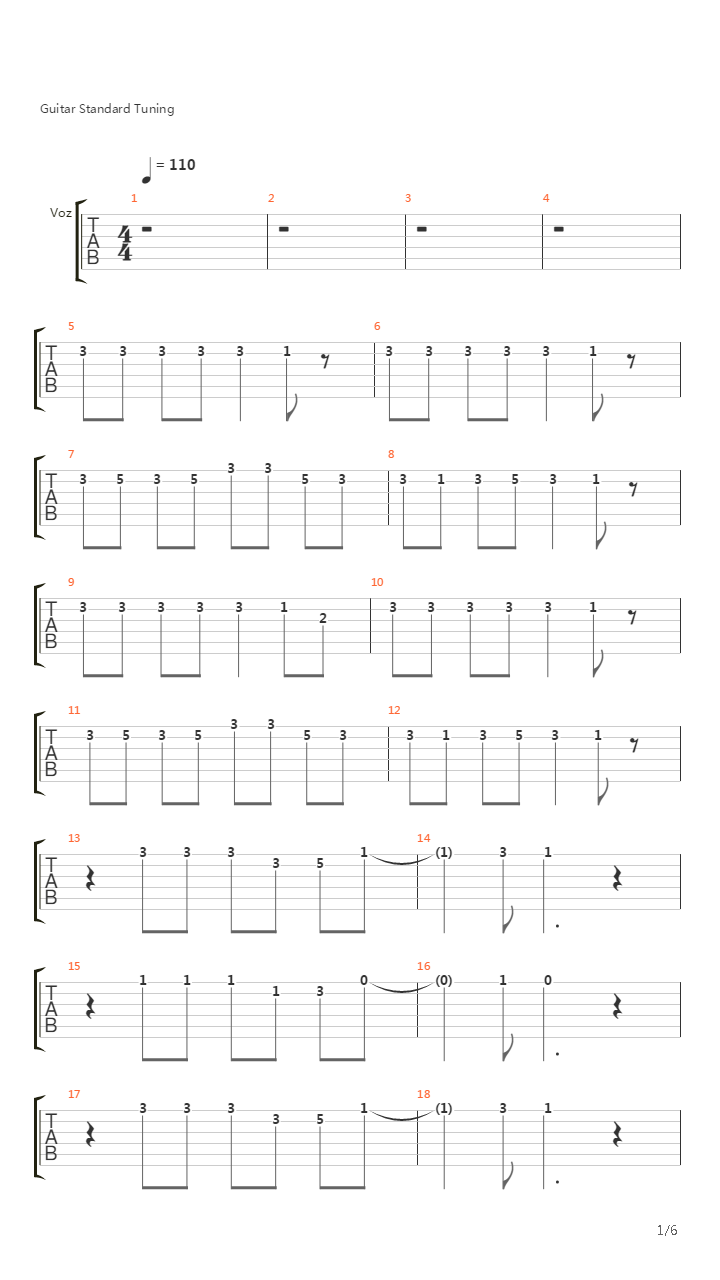 Mas De 1000 Aos吉他谱