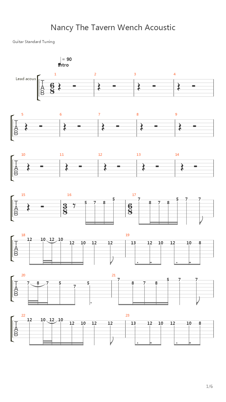 Nancy The Tavern Wench Acoustic吉他谱