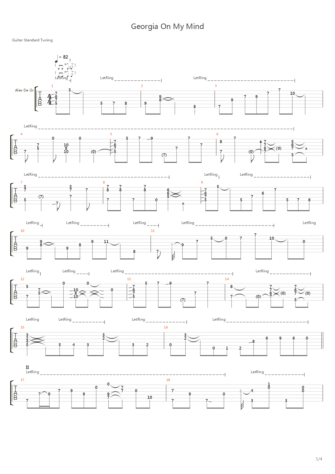 Georgia On My Mind吉他谱