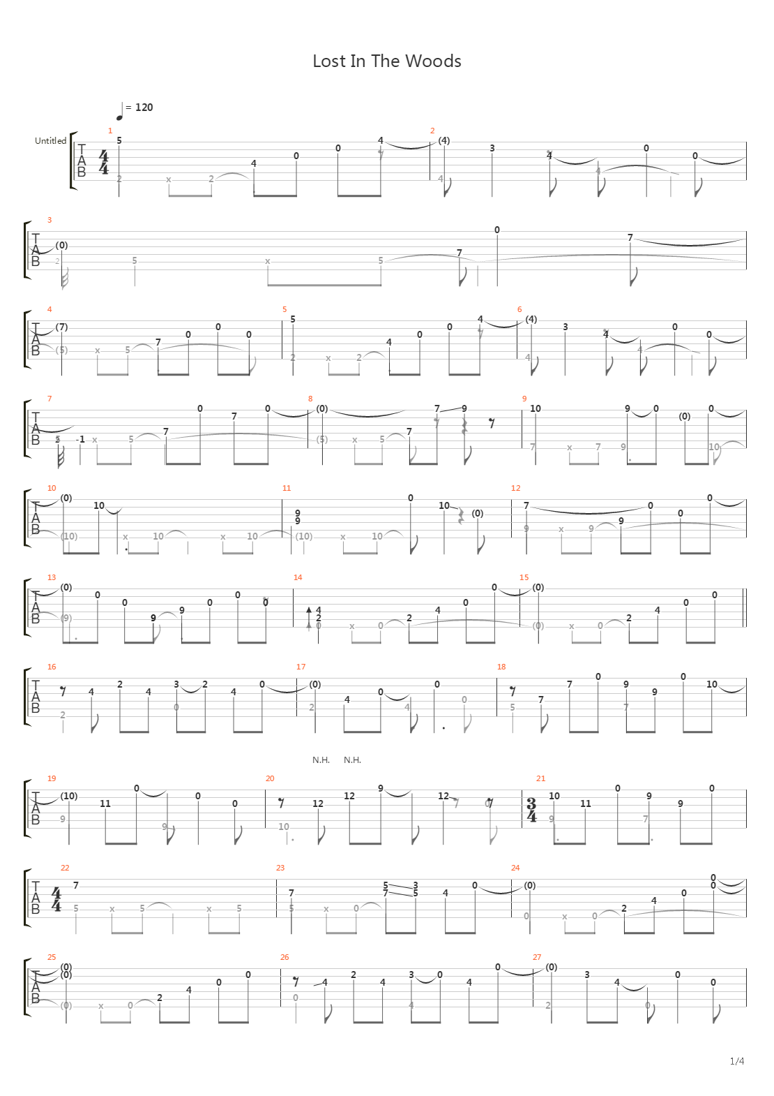 Lost In The Woods吉他谱