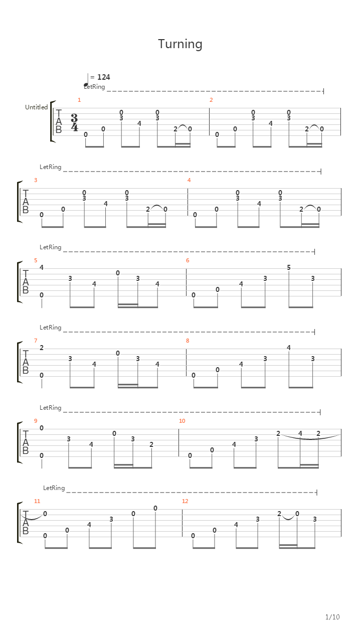 Turning吉他谱