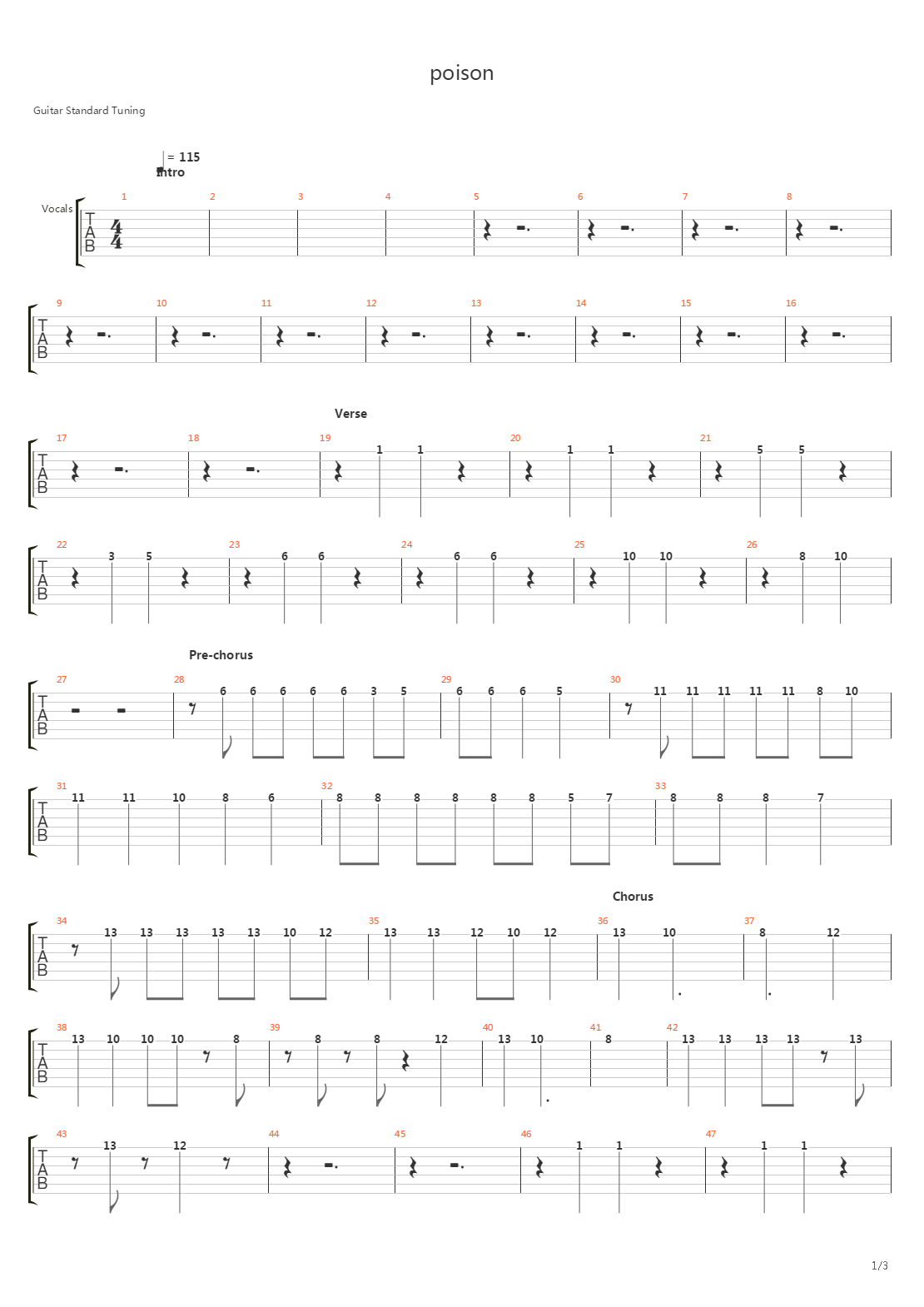 Poison吉他谱