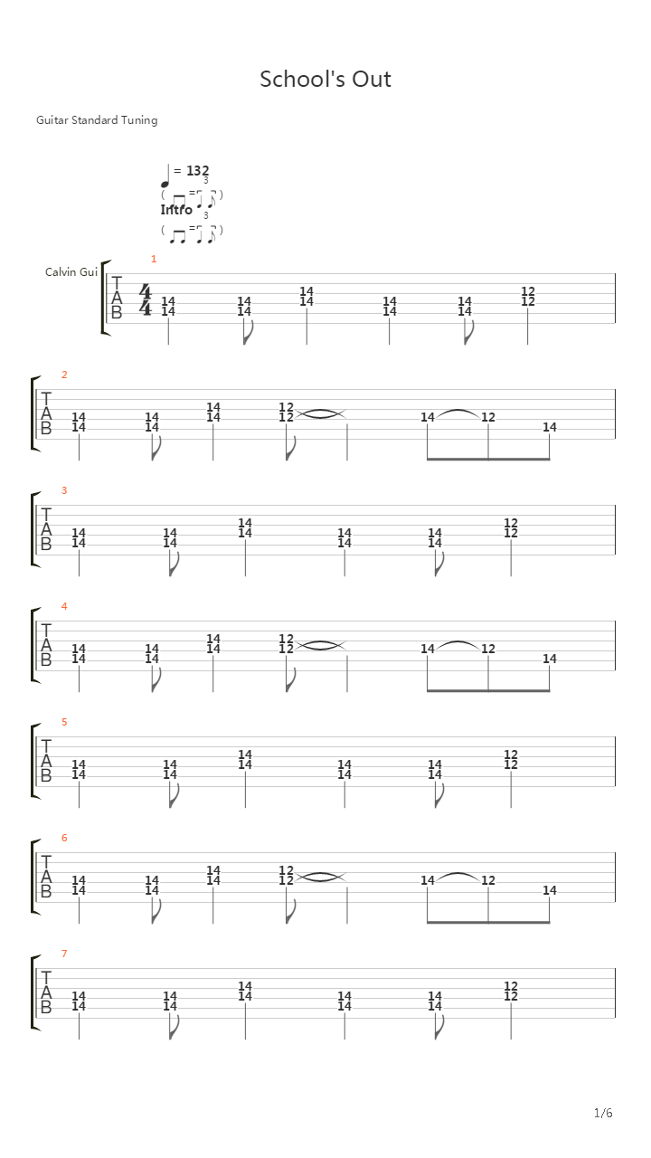 School's Out吉他谱