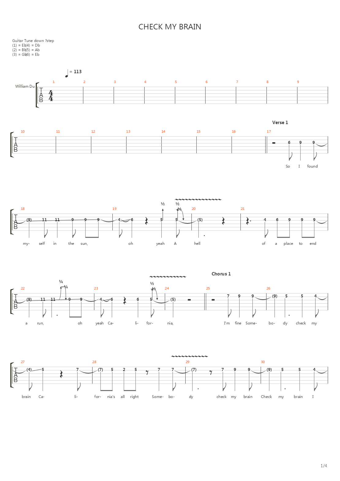 Check My Brain吉他谱