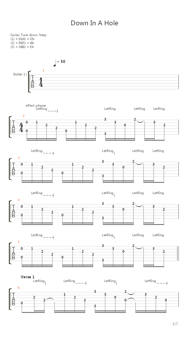 Down In A Hole吉他谱