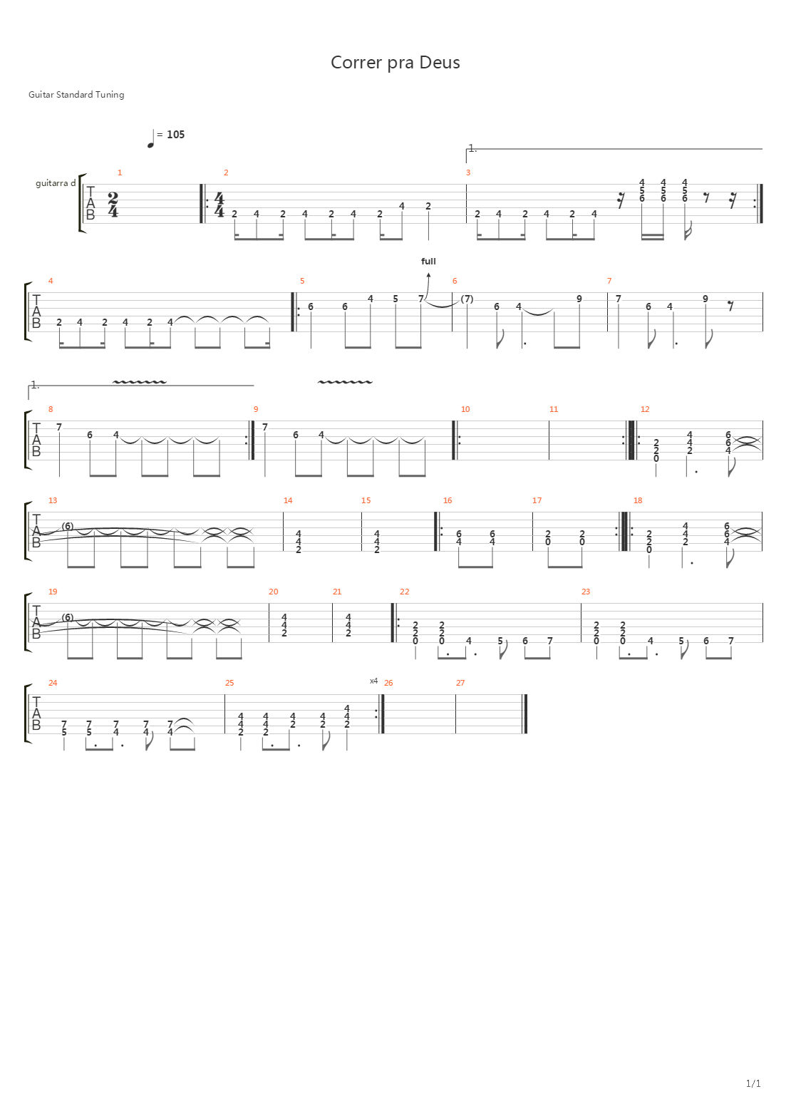 Corer Pra Deus吉他谱