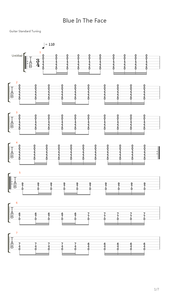 Blue In The Face吉他谱