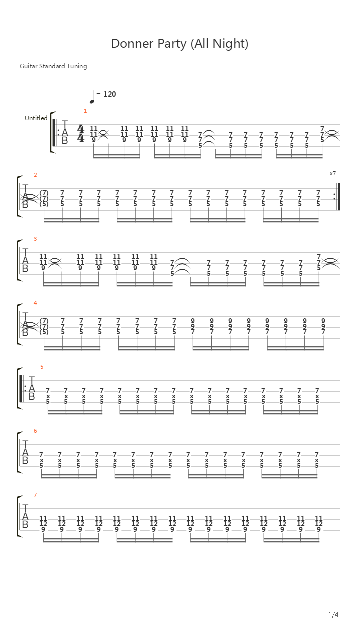 Donner Party (All Night)吉他谱