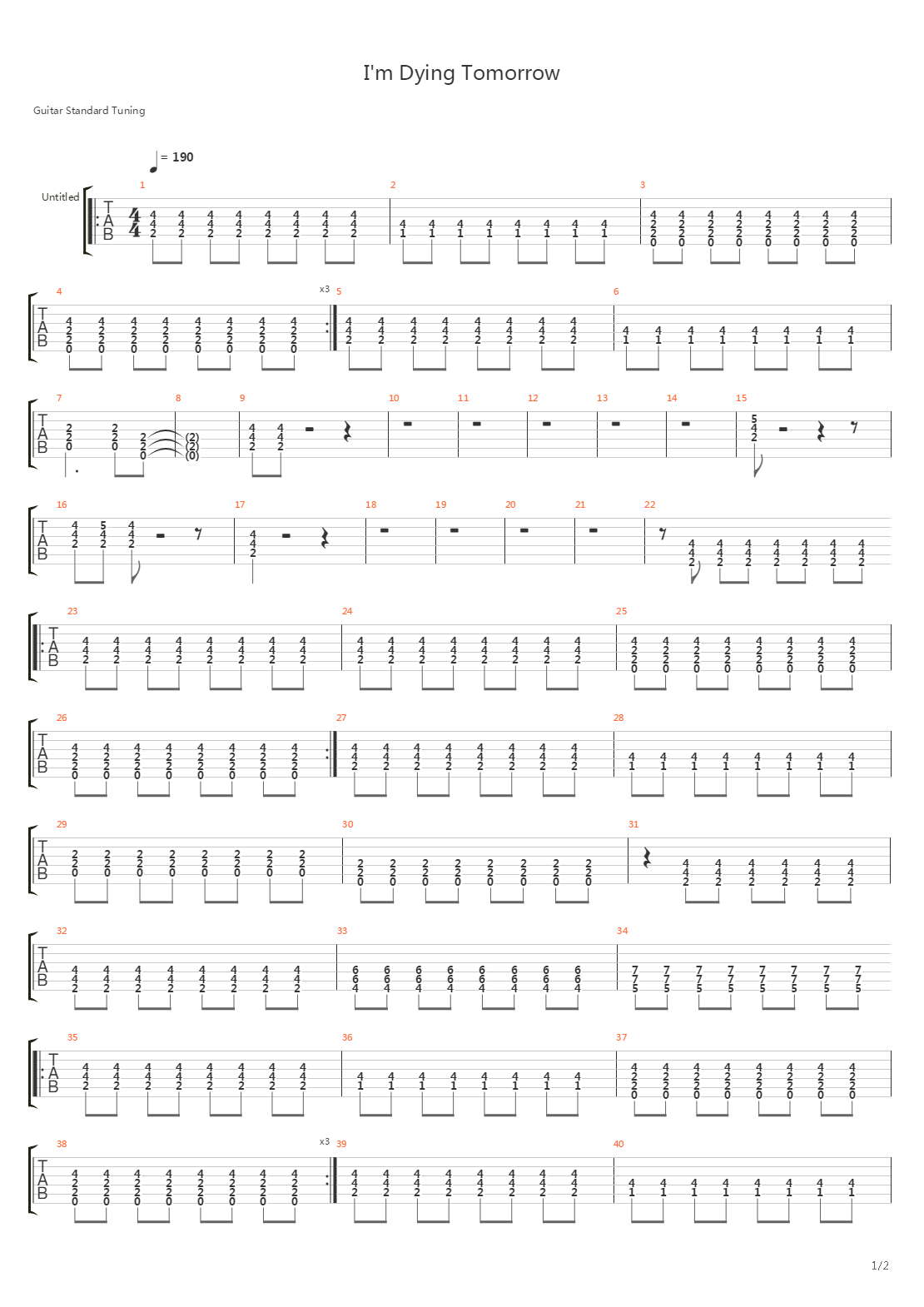 I'm Dying Tomorrow吉他谱