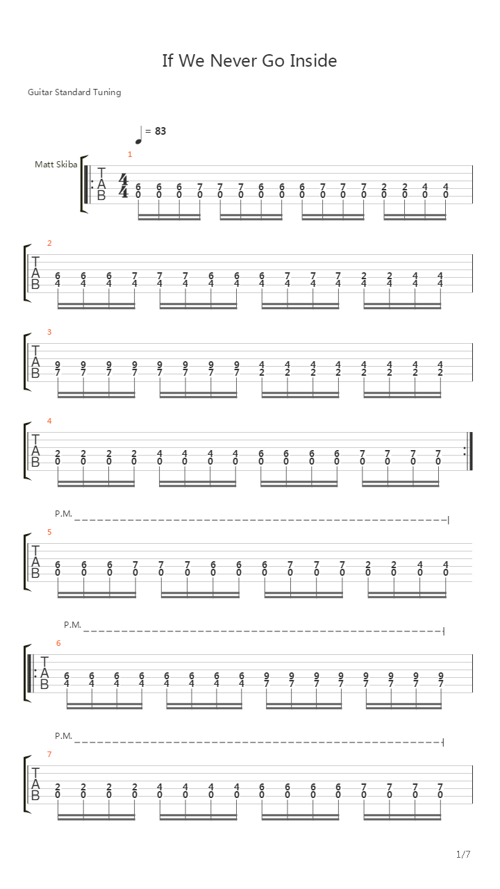 If We Never Go Inside吉他谱