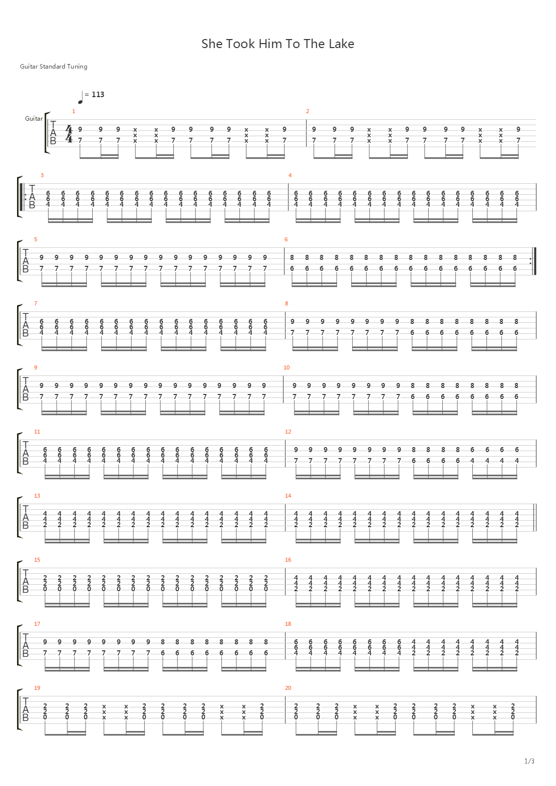 She Took Him To The Lake吉他谱