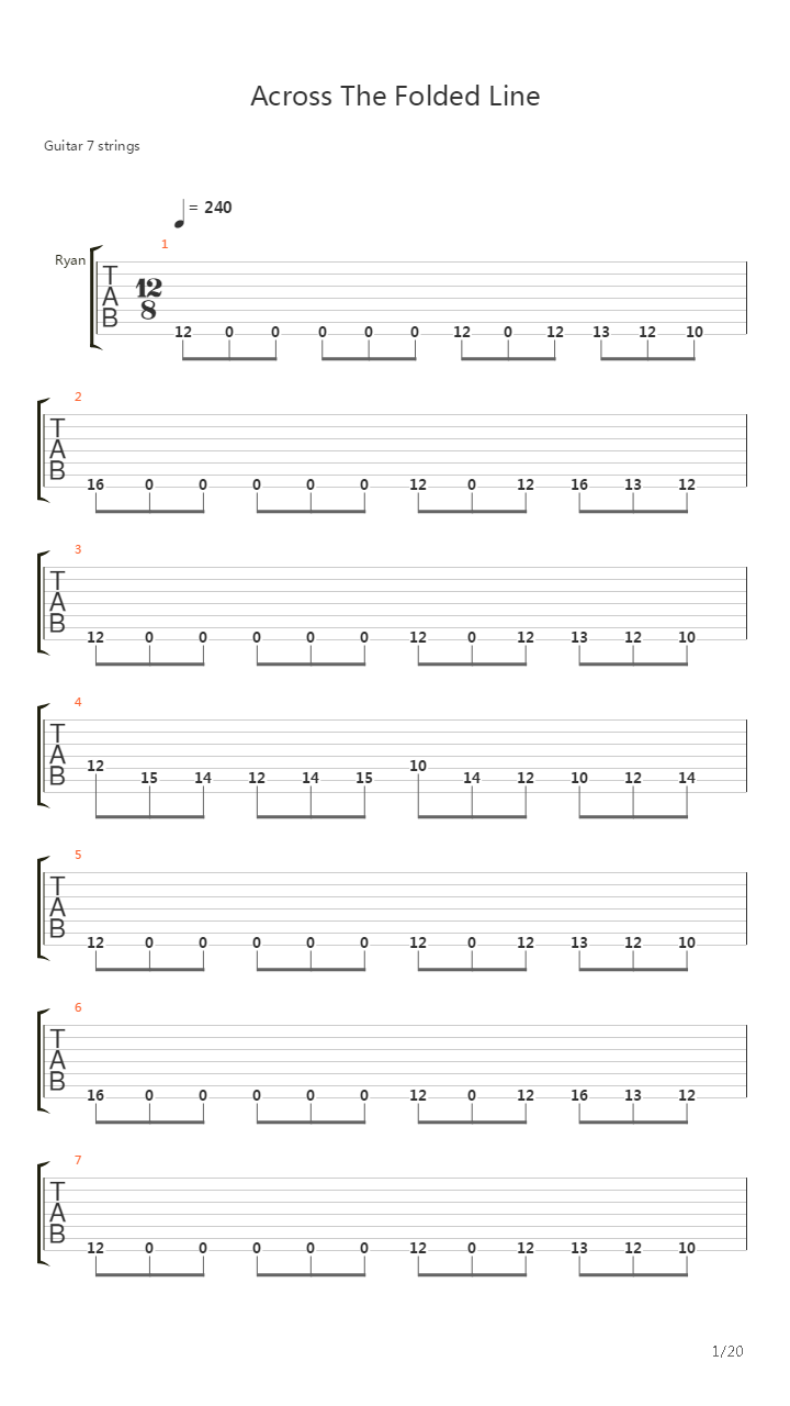 Across The Folded Line吉他谱