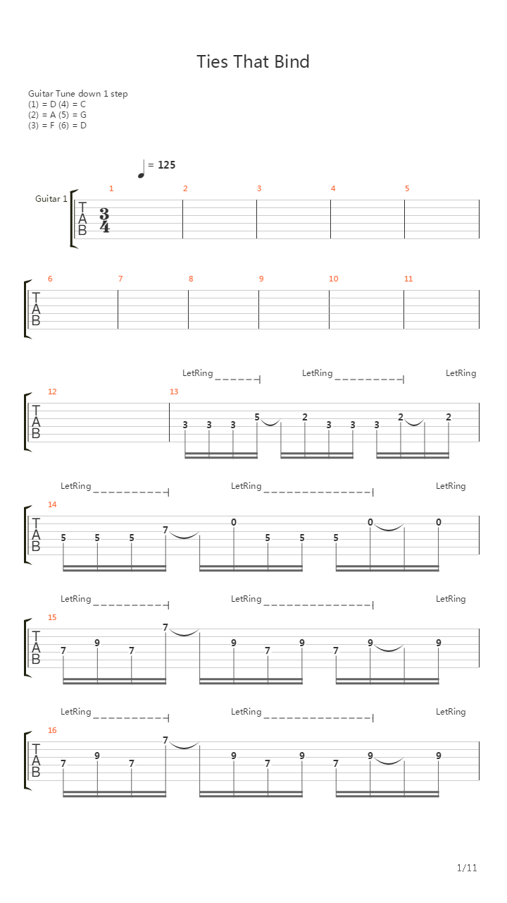 Ties That Bind吉他谱