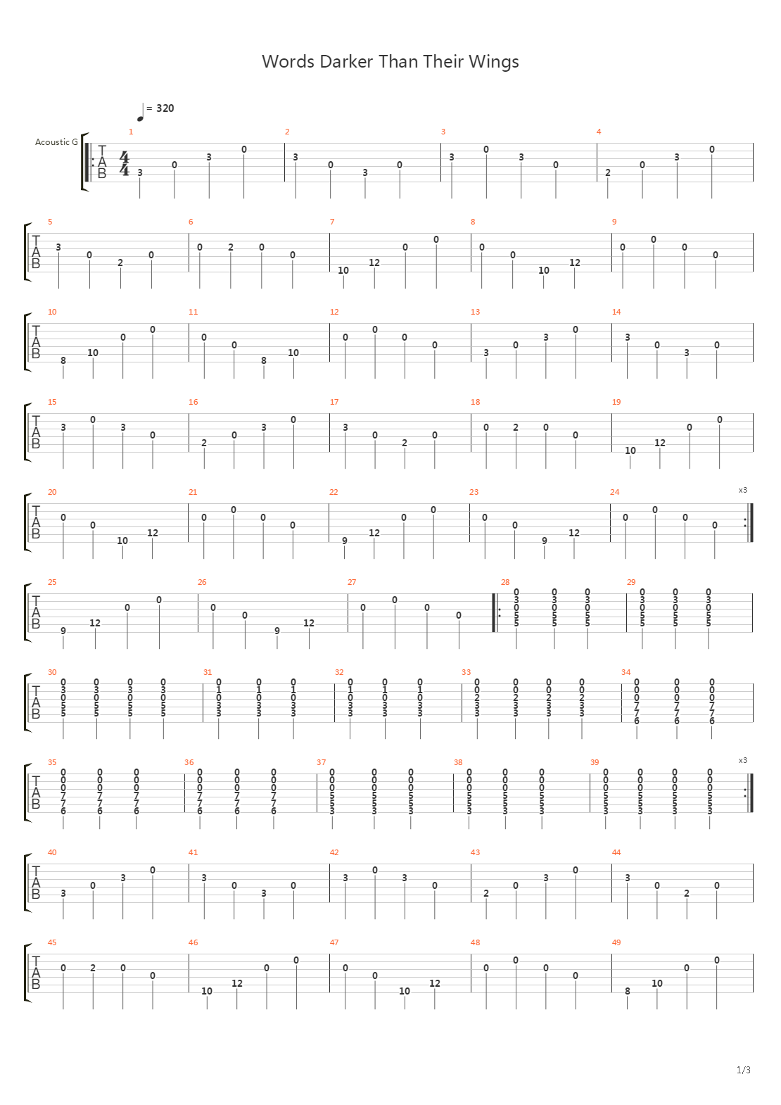 Words Darker Than Their Wings吉他谱