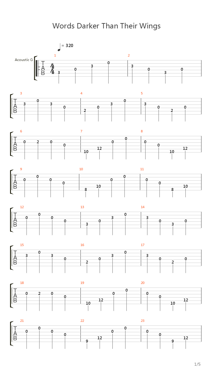 Words Darker Than Their Wings吉他谱