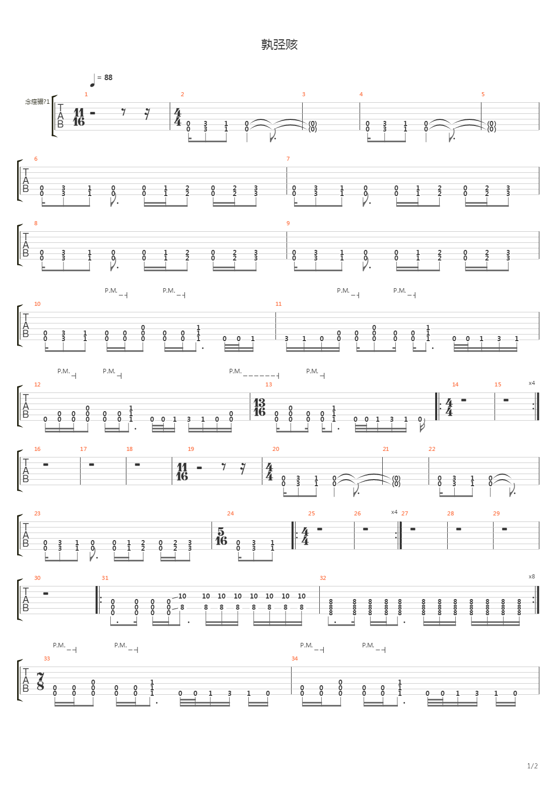 Клетка吉他谱