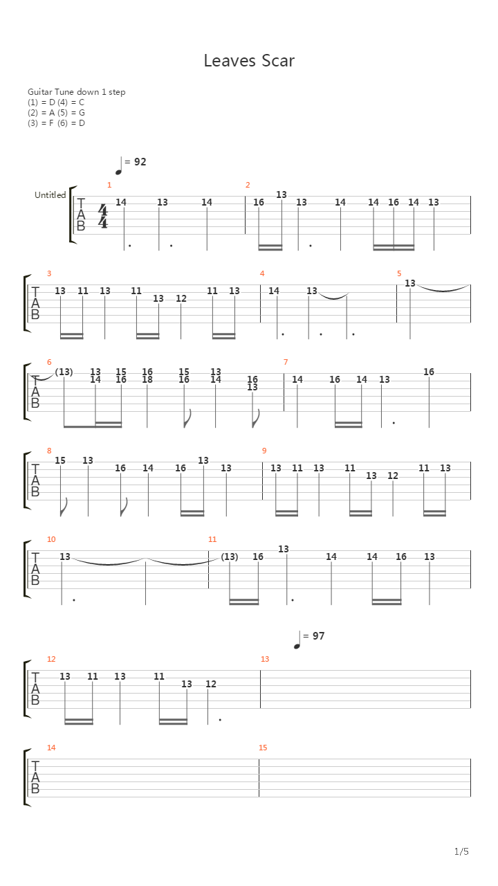 Leaves Scar吉他谱