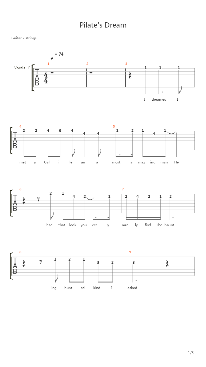 Pilate's Dream吉他谱