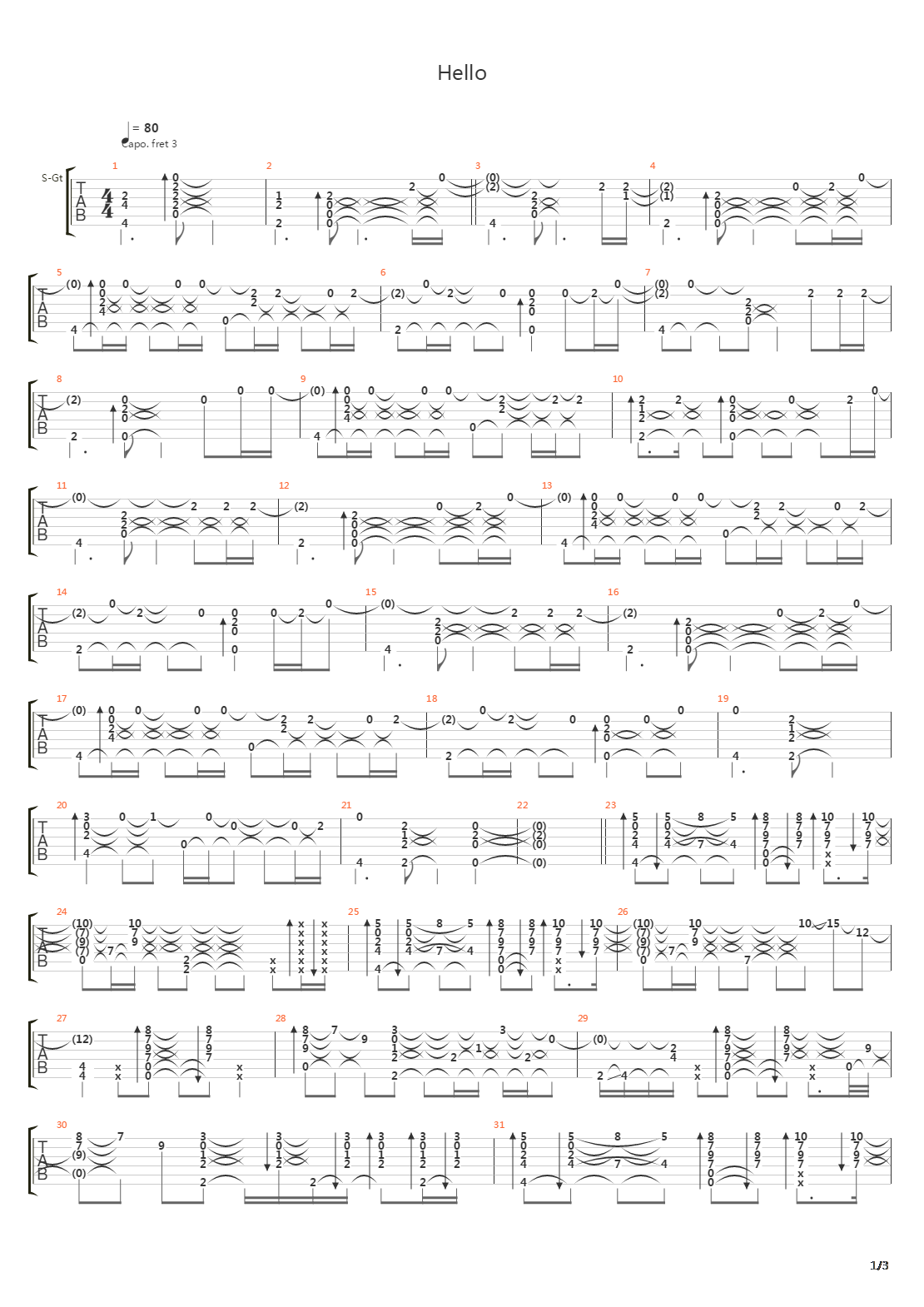 Hello吉他谱