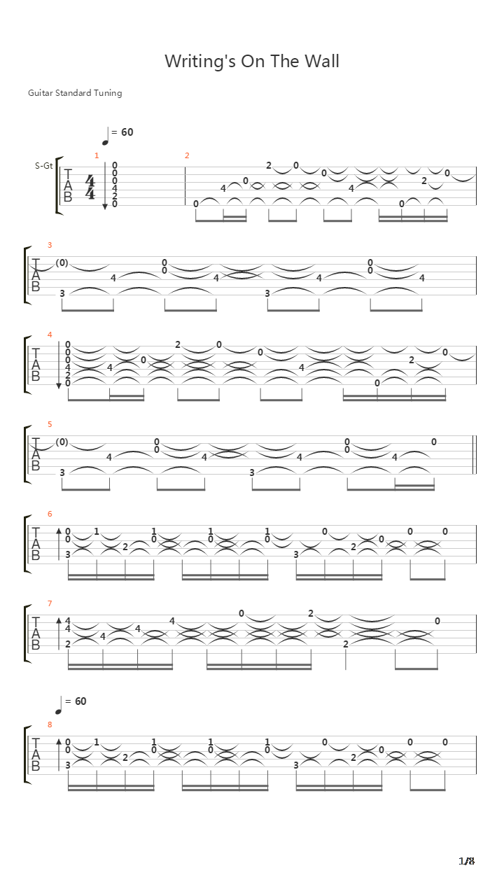 Writing's On The Wall(《007：大破幽灵危机》主题曲)吉他谱