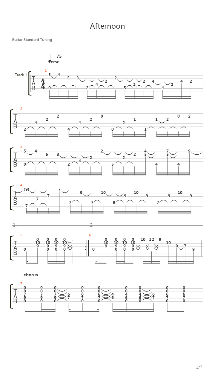 Afternoon吉他谱