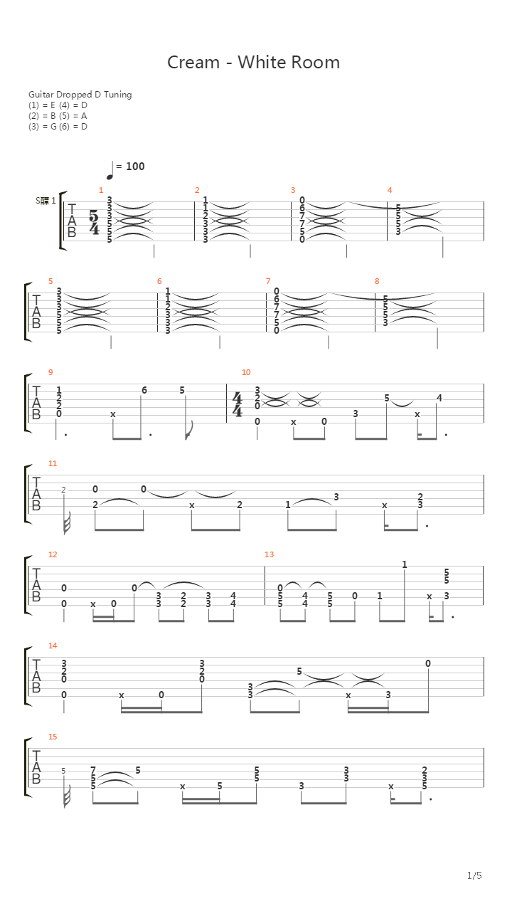 White Room(Tom Lumen arr)吉他谱