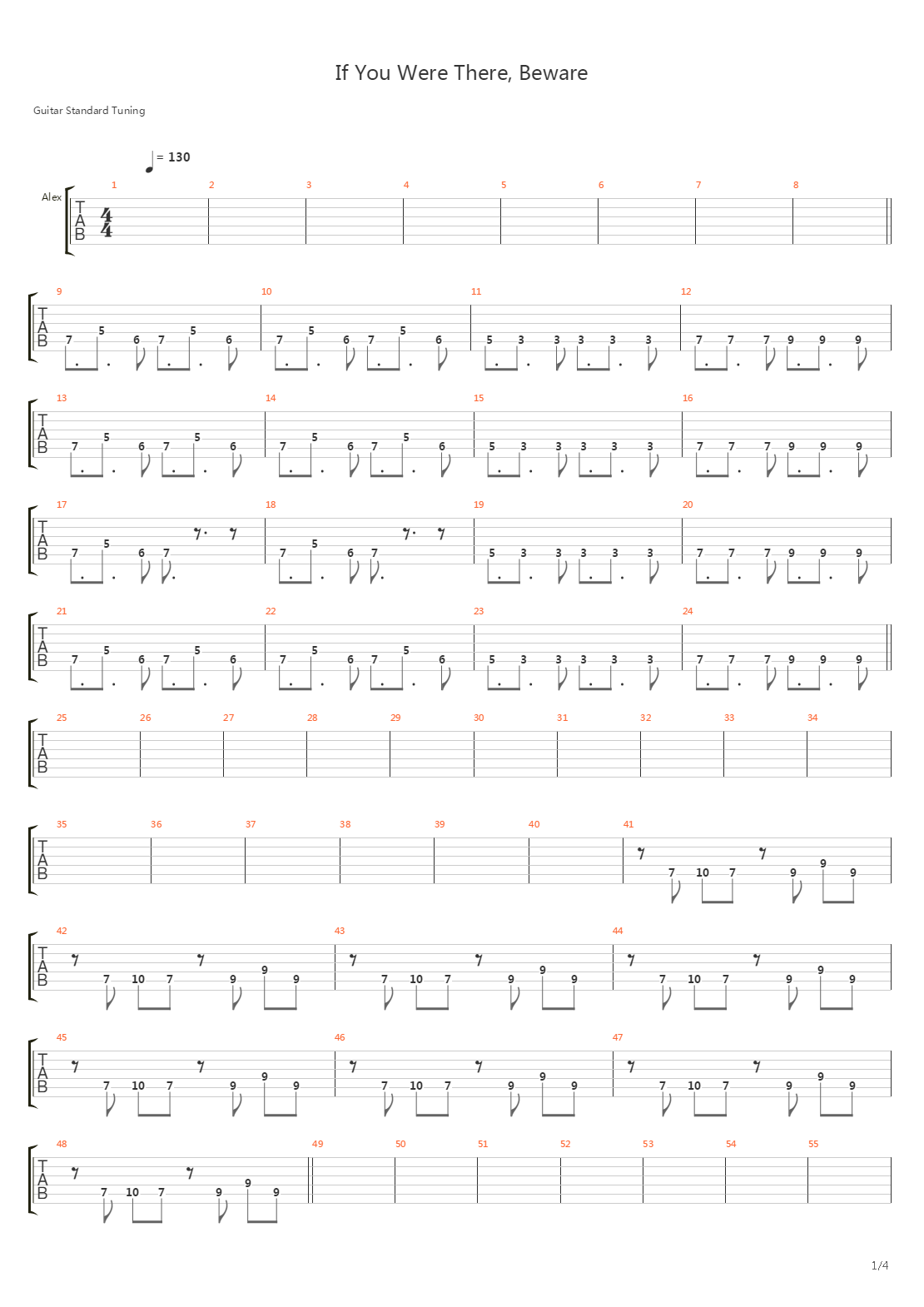 If You Were There, Beware吉他谱