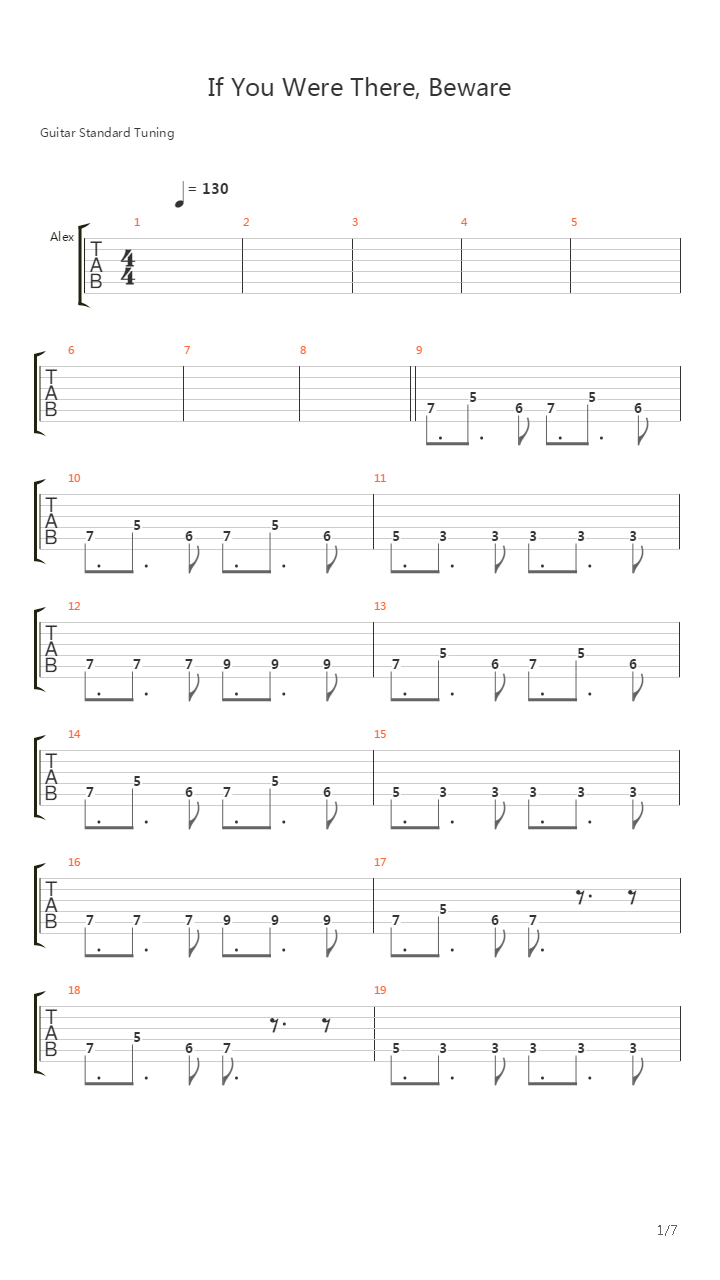 If You Were There, Beware吉他谱