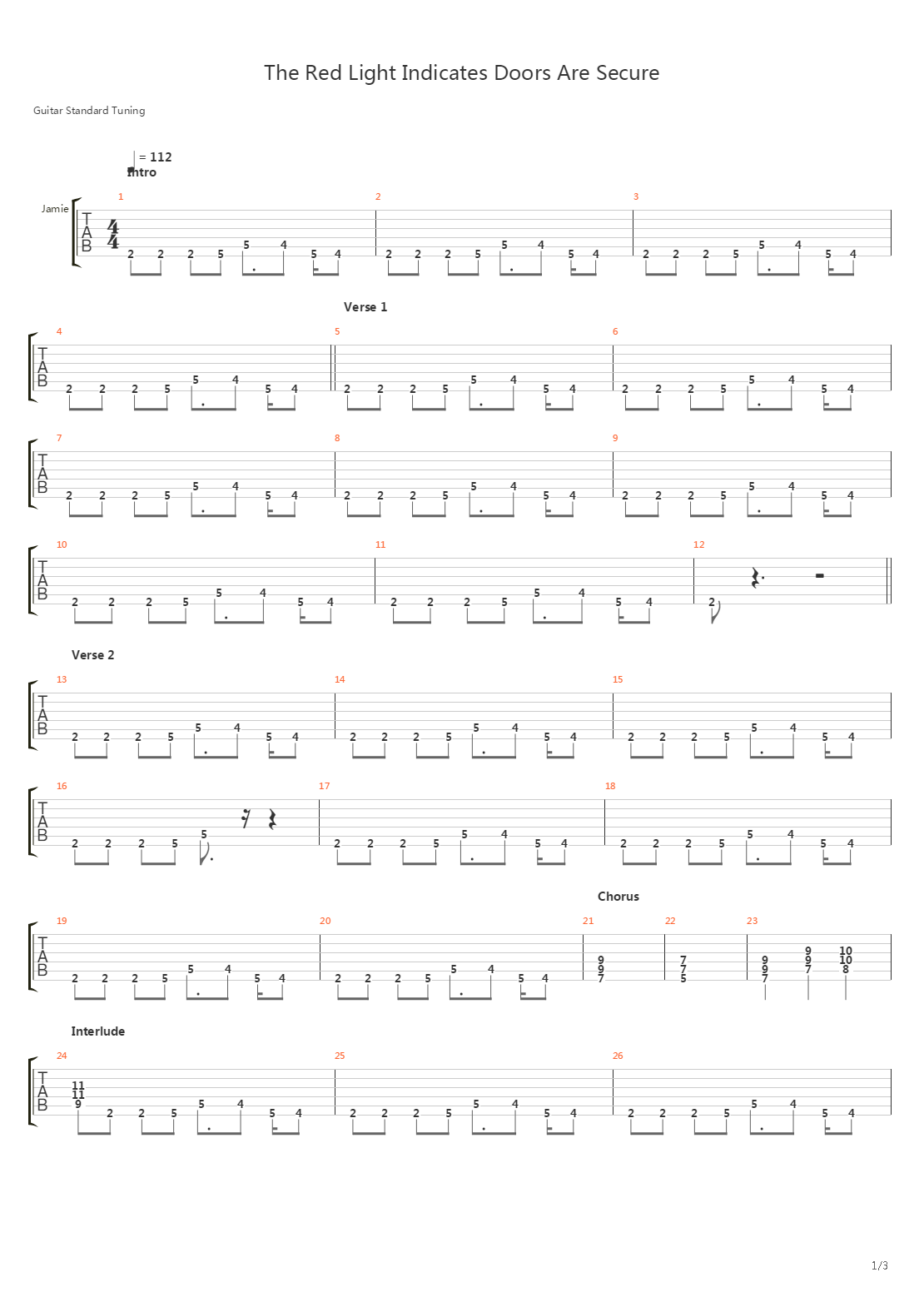 Red Light Indicates Doors Are Secured吉他谱