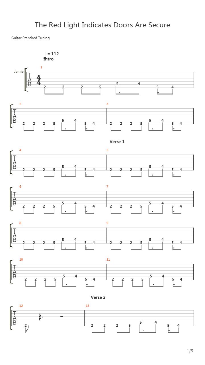 Red Light Indicates Doors Are Secured吉他谱