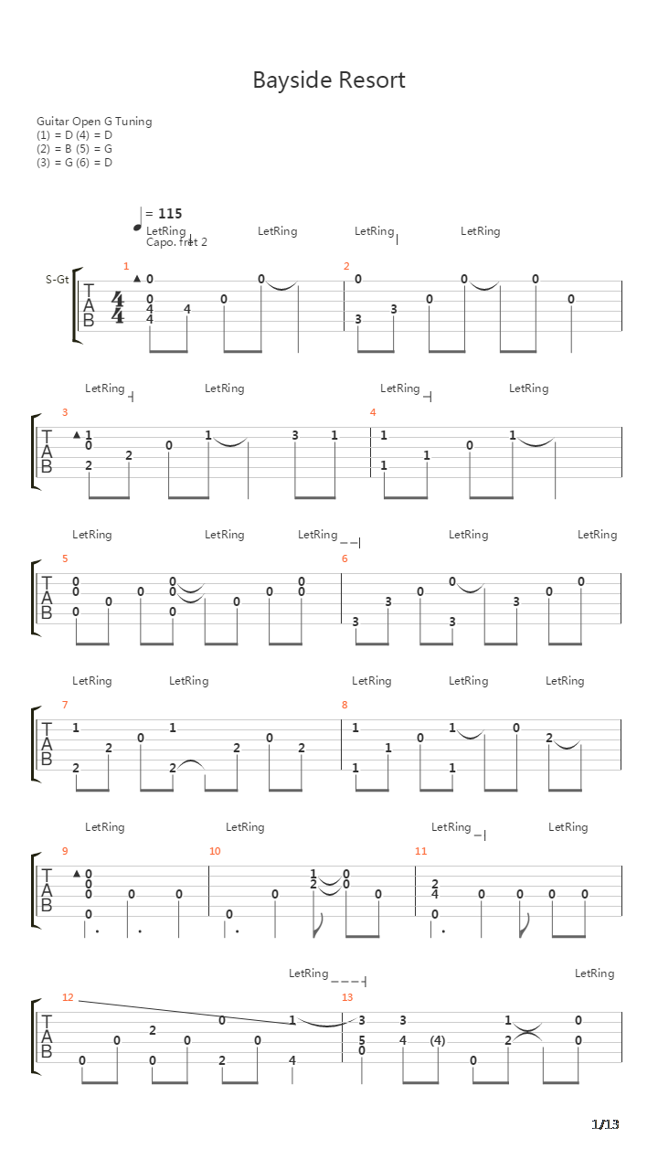 Bayside Resort吉他谱