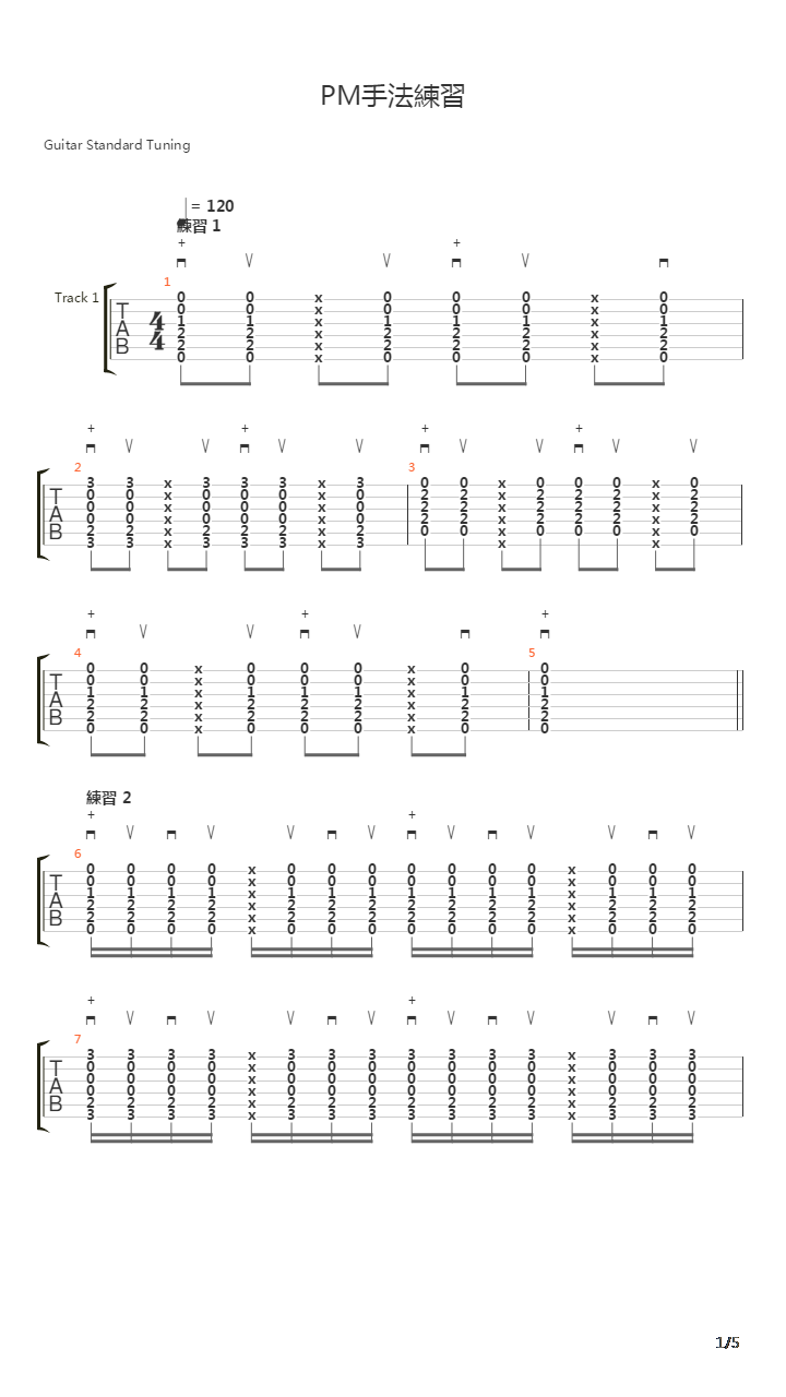 PM手法练习(原谱录入)吉他谱