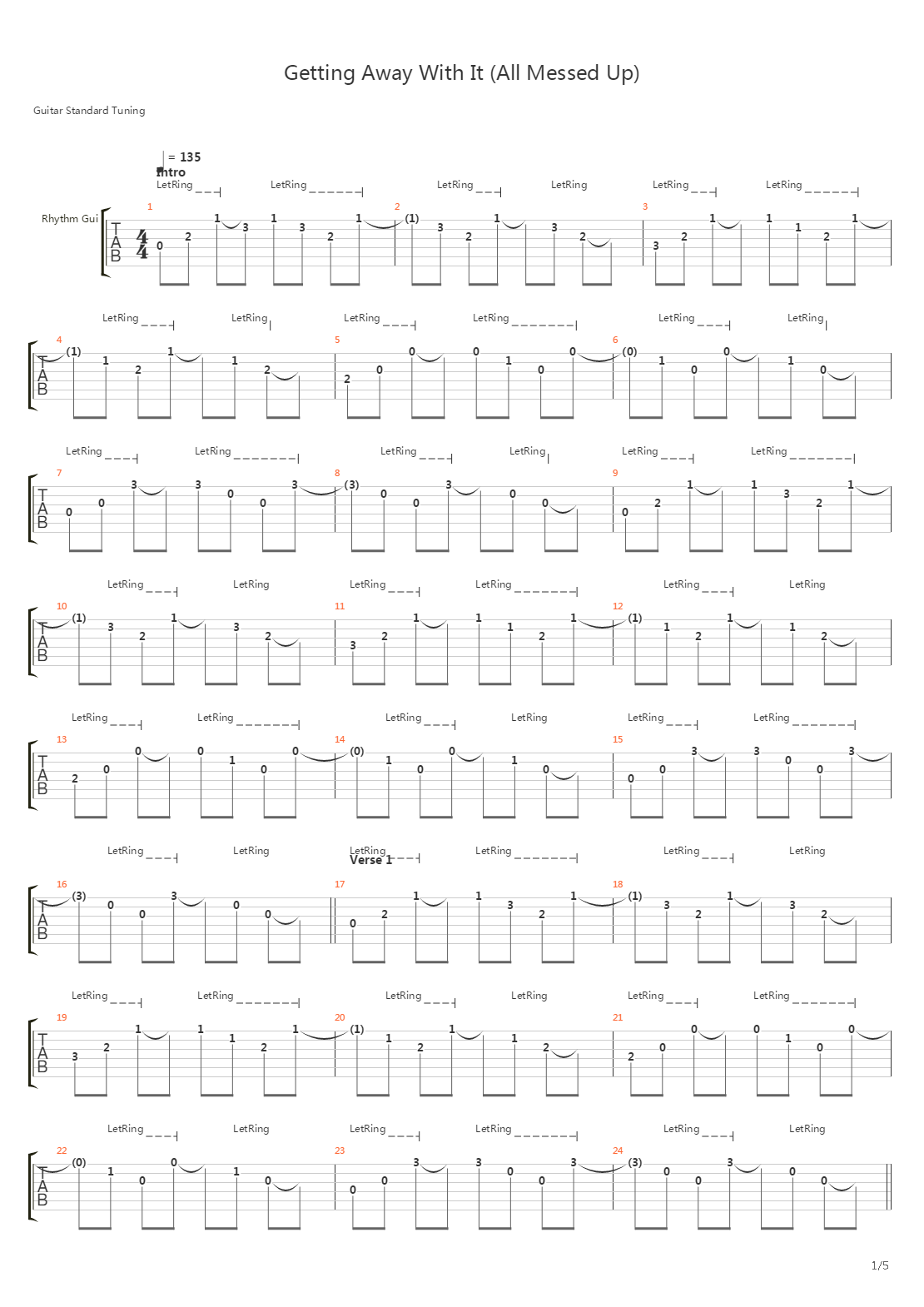 Getting Away With It All Messed Up吉他谱