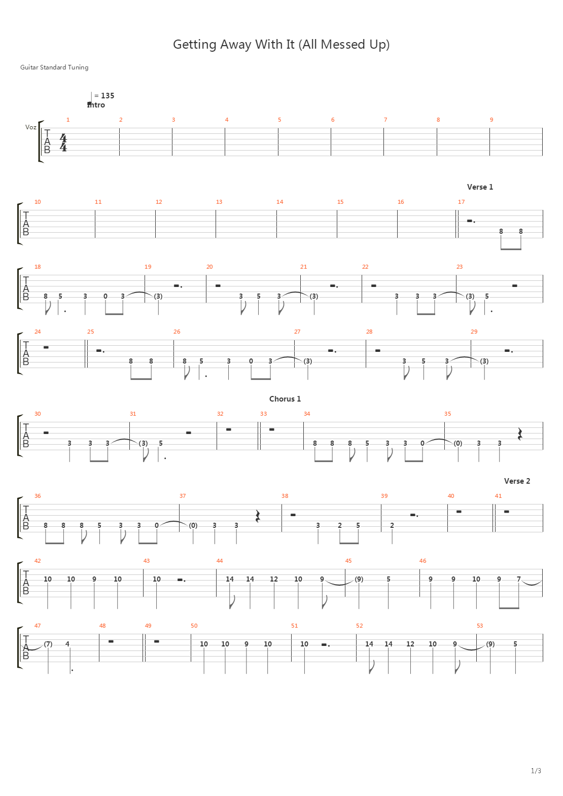 Getting Away With It All Messed Up吉他谱