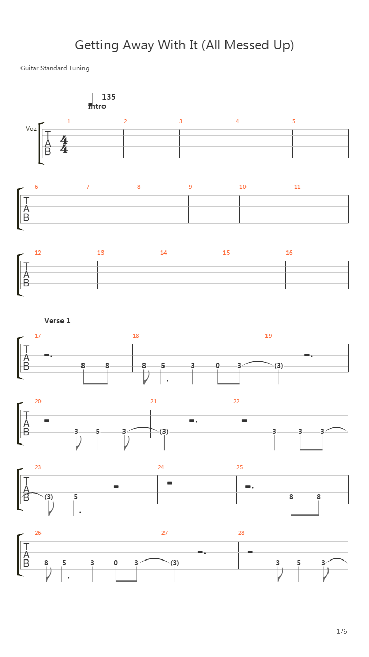 Getting Away With It All Messed Up吉他谱