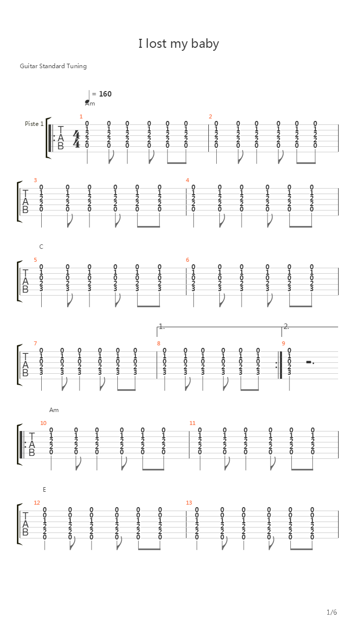 I Lost My Baby吉他谱
