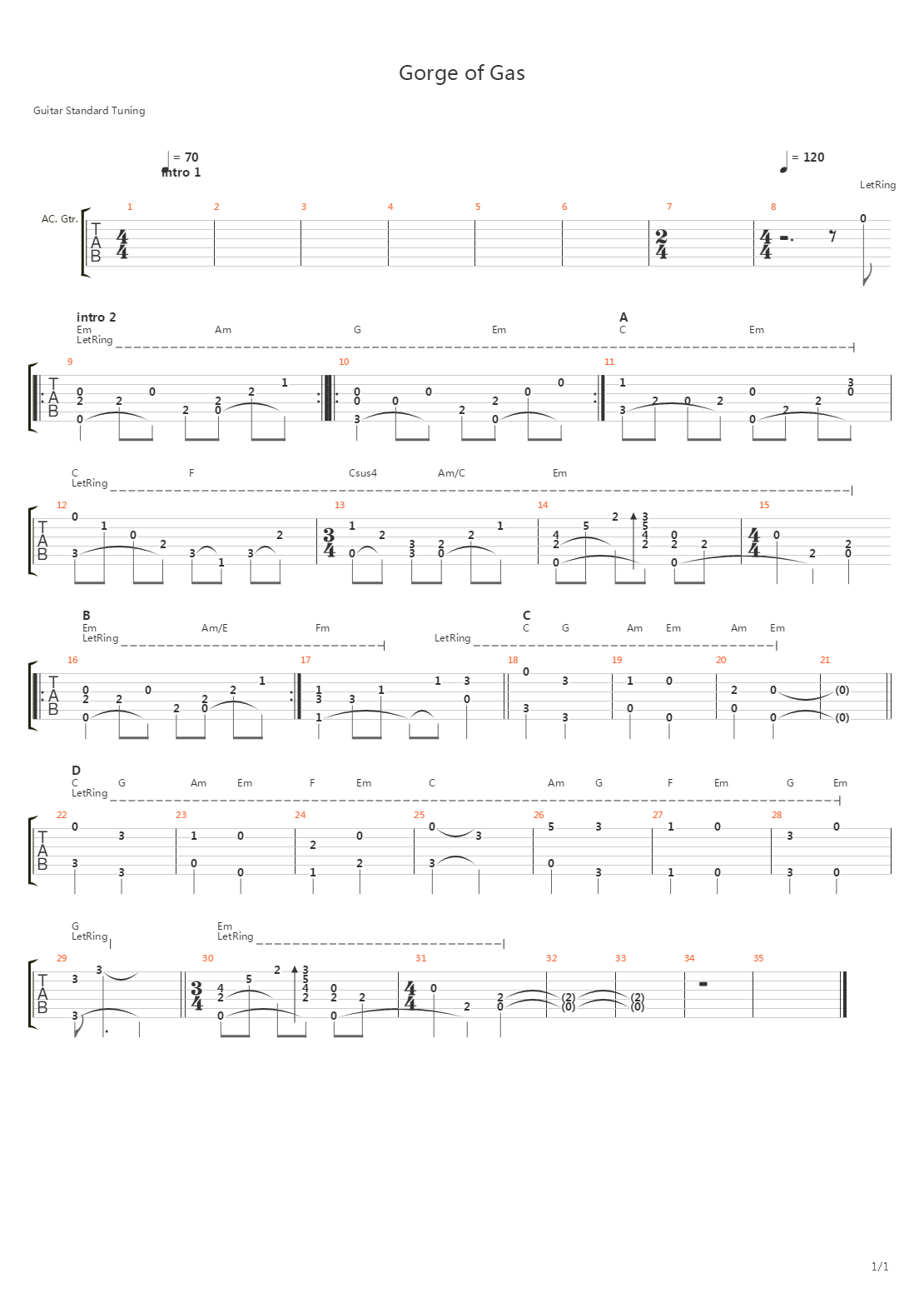 Gorge Of Gas吉他谱