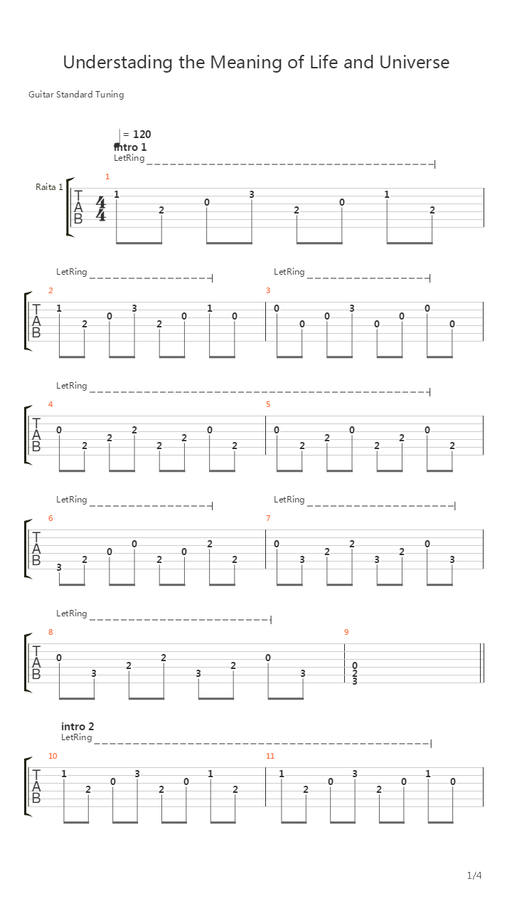 Understading The Meaning Of Life And Universe吉他谱