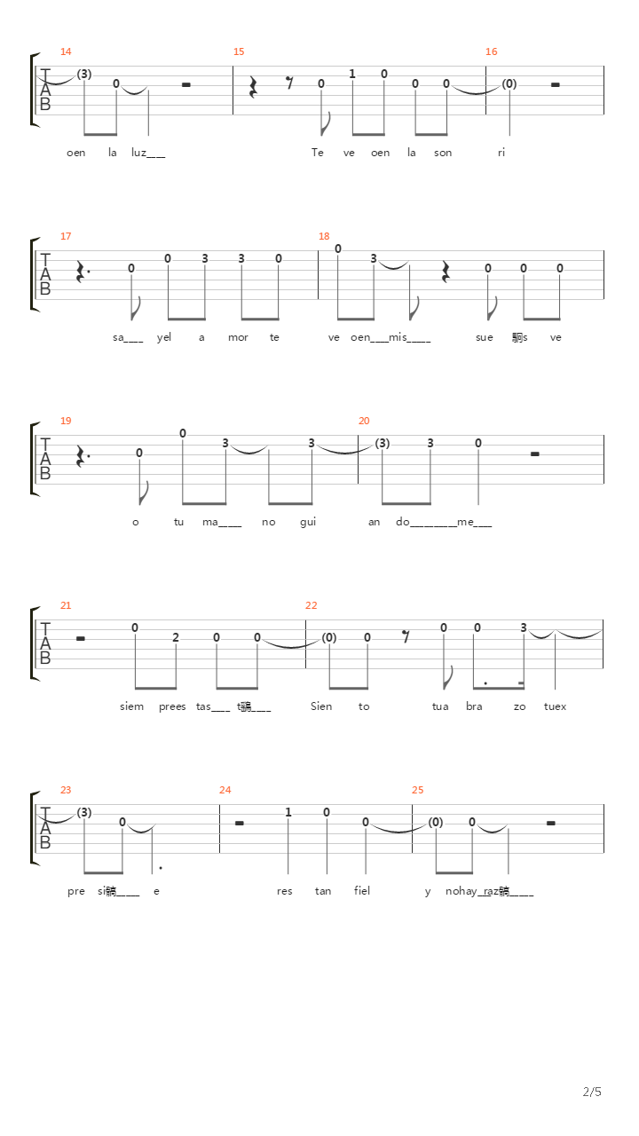 Te Veo吉他谱