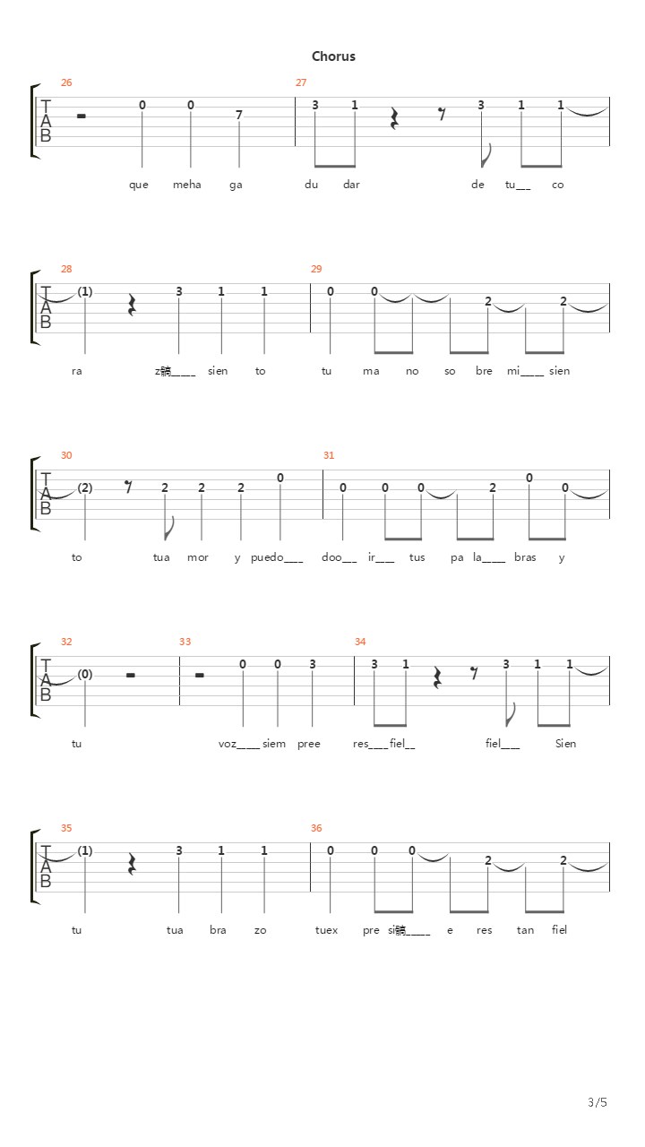 Te Veo吉他谱