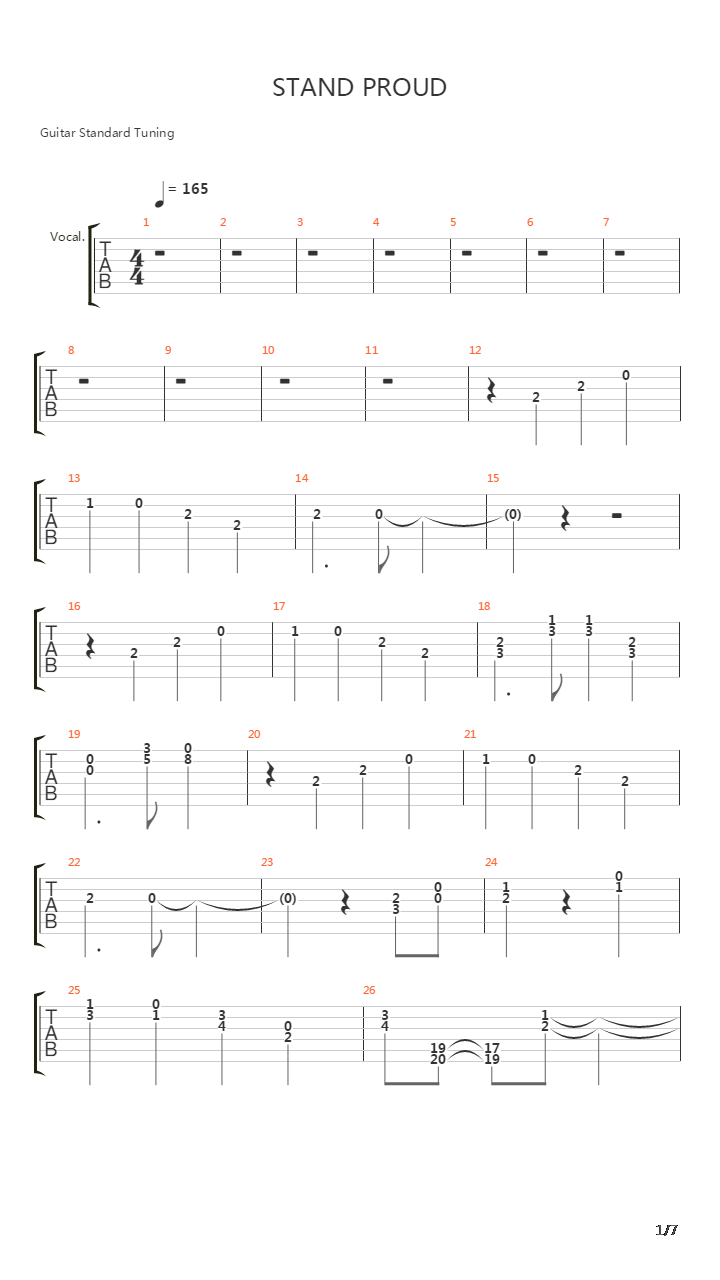 Stand Proud吉他谱