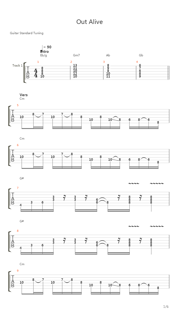 Out Alive吉他谱