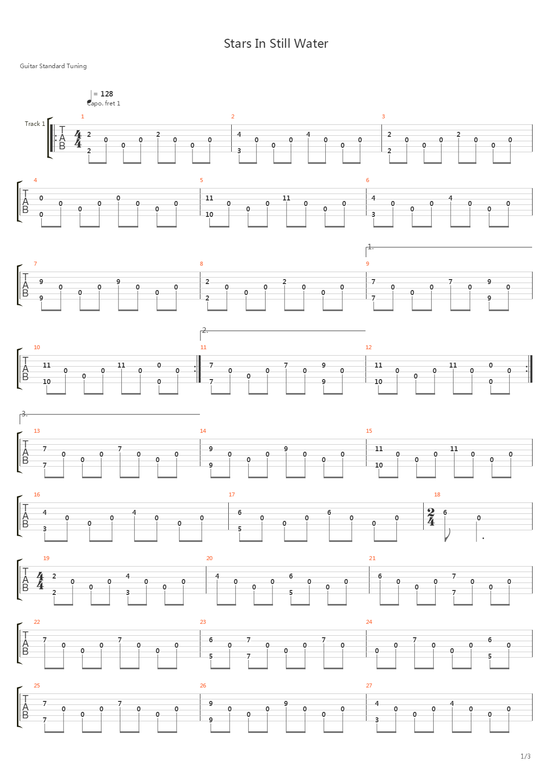 Stars In Still Water吉他谱