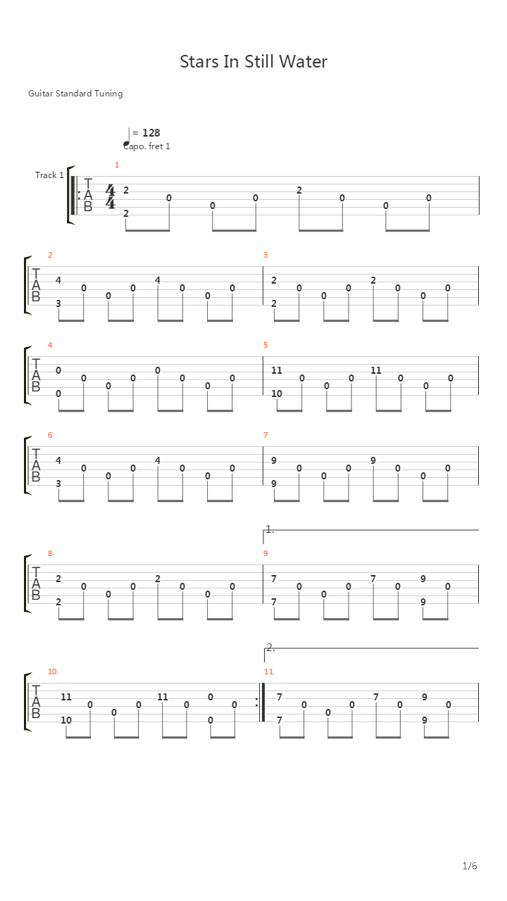 Stars In Still Water吉他谱