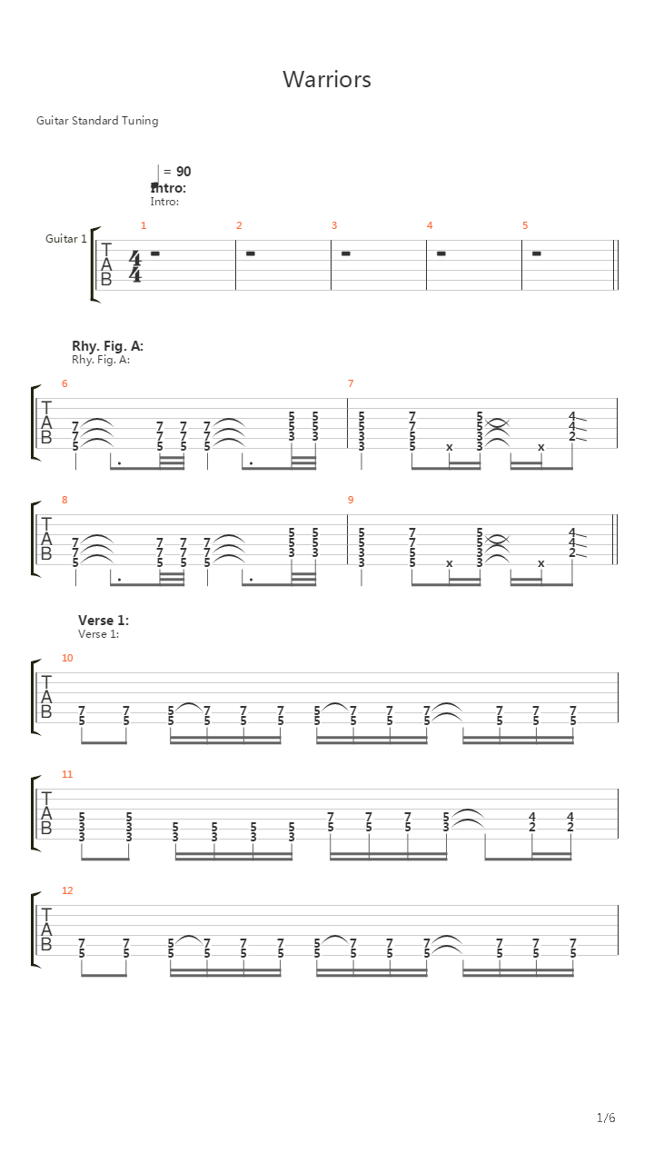 Warriors吉他谱