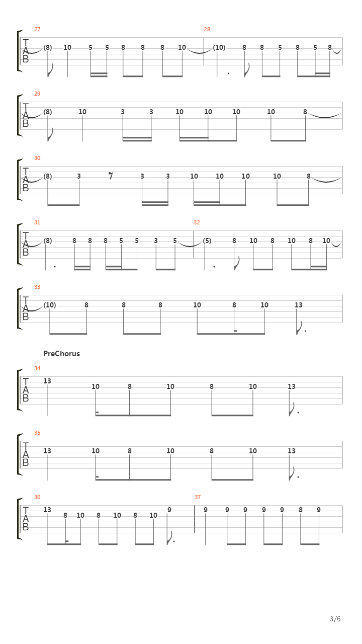 Perfekte Welle吉他谱