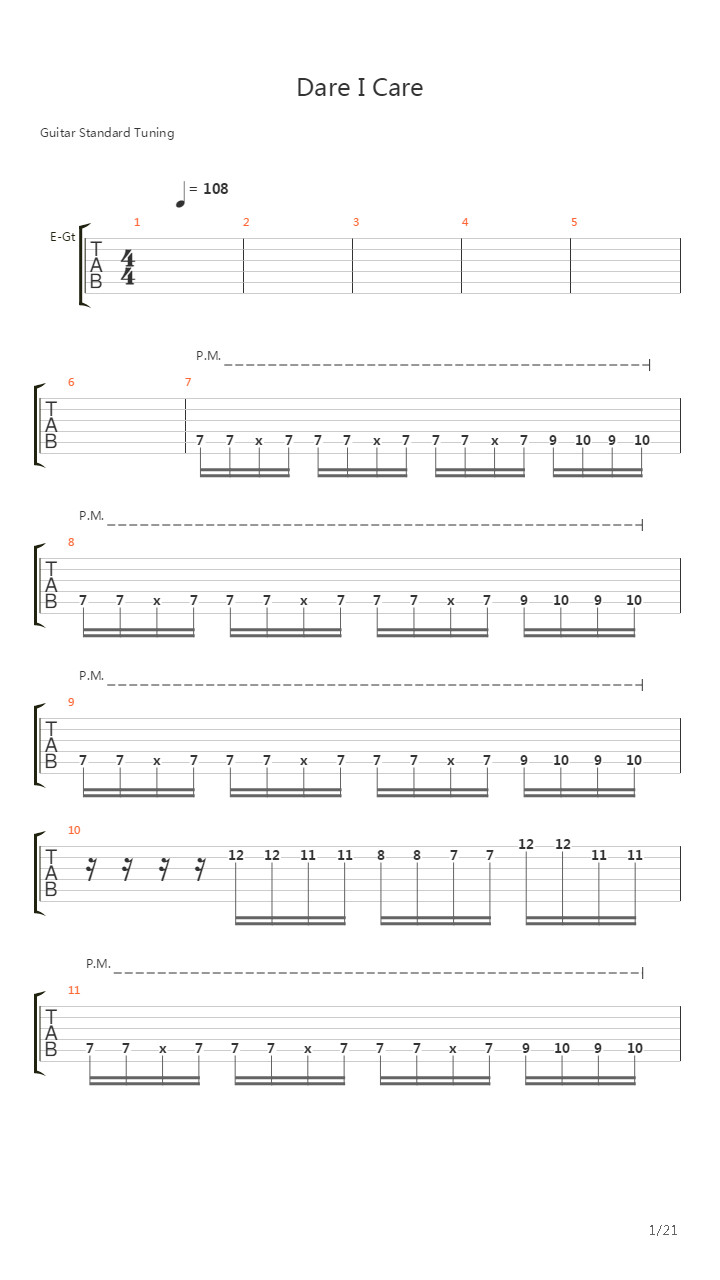 Dare I Care吉他谱